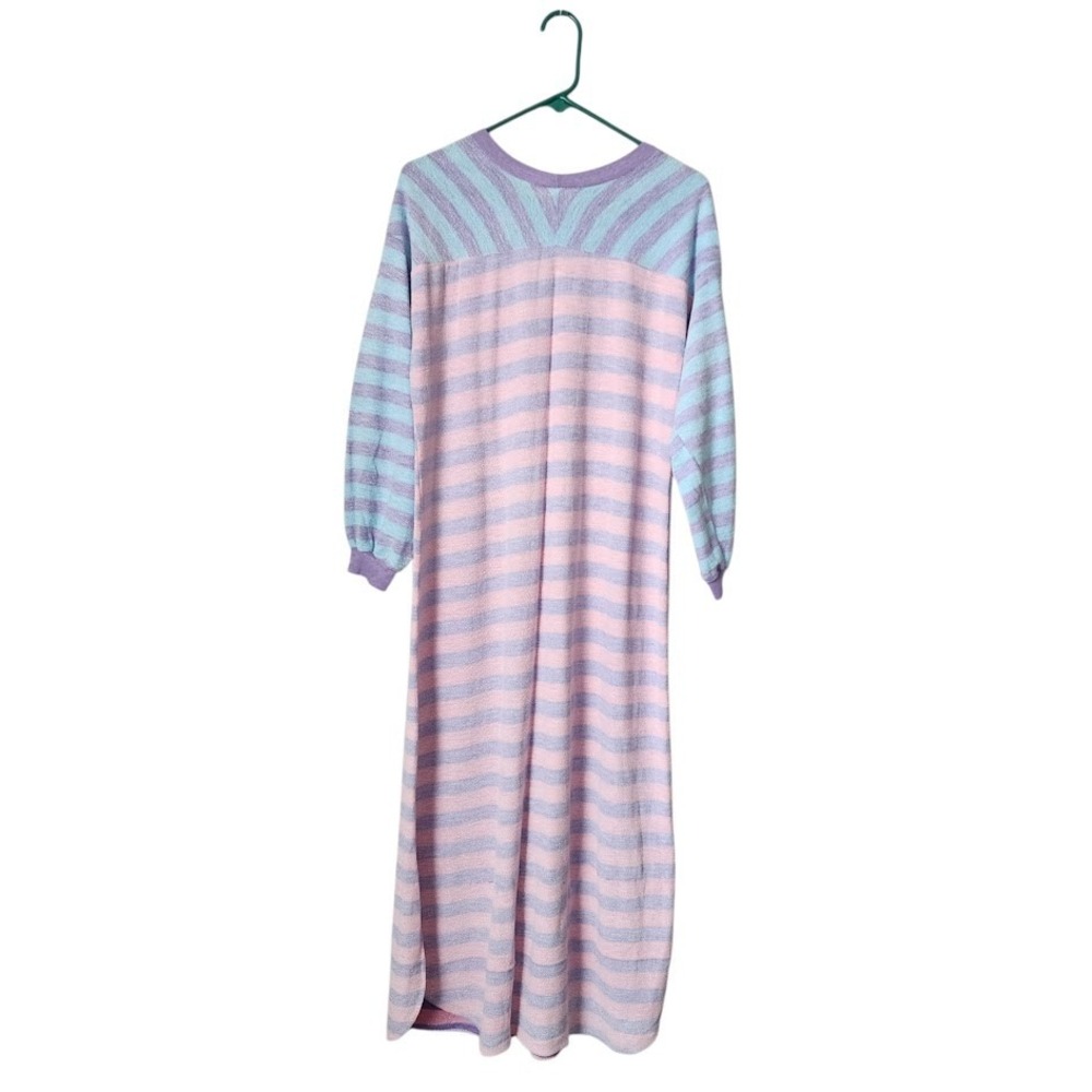 BRANDYWINE Vintage Pastel Striped Fleece Maxi dress Made in‎ USA Size Small